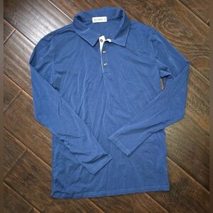 Kuyigo Mens Long Sleeve Blue Collared Casual Shirt Medium